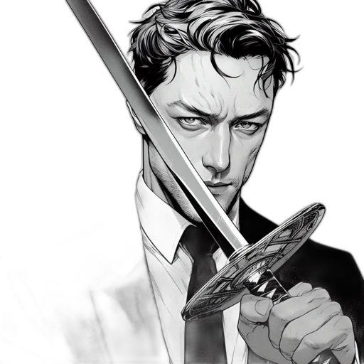 staff, weapon, sword, comic book art, concept art, cartoon, fantasy art, monochrome transparent PNG cut-out