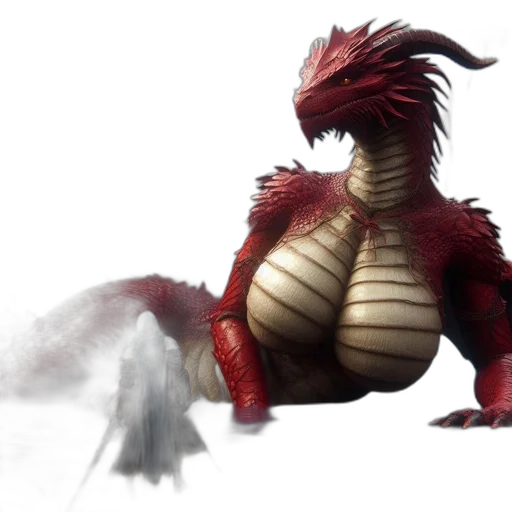 dragon, creature, animal, concept art, fantasy art, 3d render, pixel art, red transparent PNG cut-out