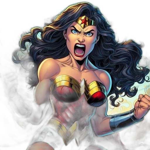 comic book art, concept art, fantasy art, cartoon, image, strong, female, superhero transparent PNG cut-out