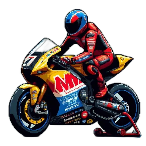 pixel art, concept art, photorealistic, cartoon, pixel, art, depicts, motorcyclist transparent PNG cut-out