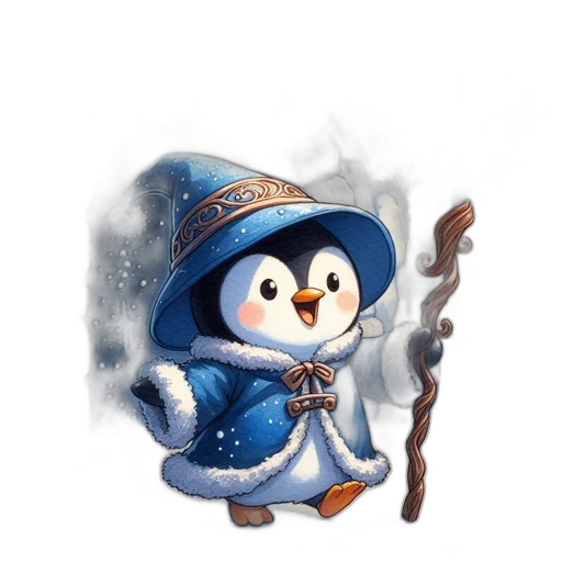 staff, fantasy art, concept art, pixel art, watercolor, snow, fog, blue transparent PNG cut-out