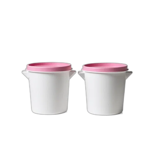 furniture, food, 3d render, pastel, two, identical, plastic, containers transparent PNG cut-out