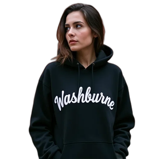 jacket, woman, standing, front, brick, wall, wearing, black transparent PNG cut-out