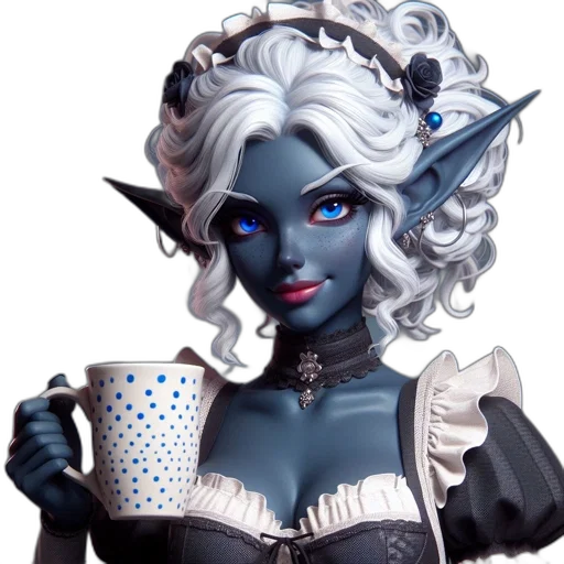 fantasy art, 3d render, concept art, photorealistic, blue, blue-skinned, character, elf-like transparent PNG cut-out
