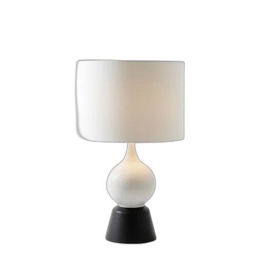furniture, 3d render, modern, lamp, white, shade, black, base transparent PNG cut-out