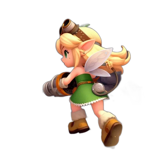 weapon, staff, hair, dress, 3d render, concept art, pixel art, fantasy art transparent PNG cut-out
