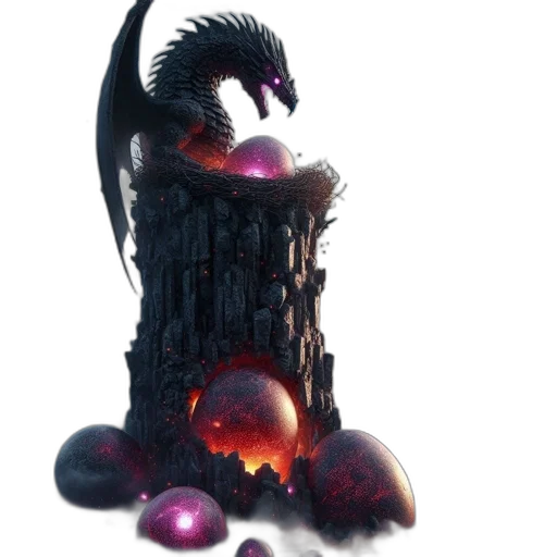 dragon, crown, creature, staff, 3d render, concept art, fantasy art, pixel art transparent PNG cut-out