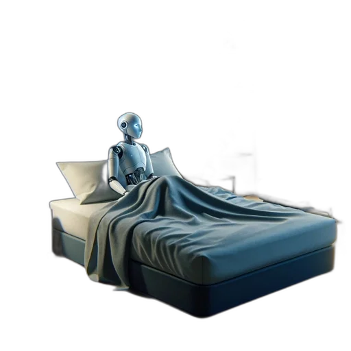 robot, furniture, 3d render, concept art, vaporwave, photorealistic, outer space, blue transparent PNG cut-out