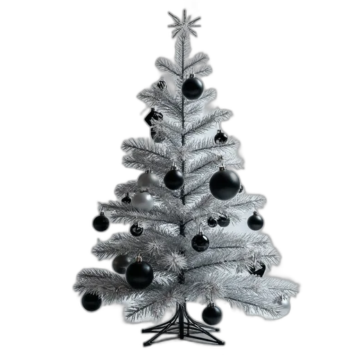 tree, 3d render, photorealistic, clear, glass, christmas, black, white transparent PNG cut-out