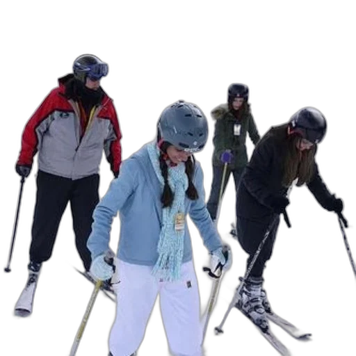 staff, concept art, 3d render, snow, group, skiers, including, one transparent PNG cut-out