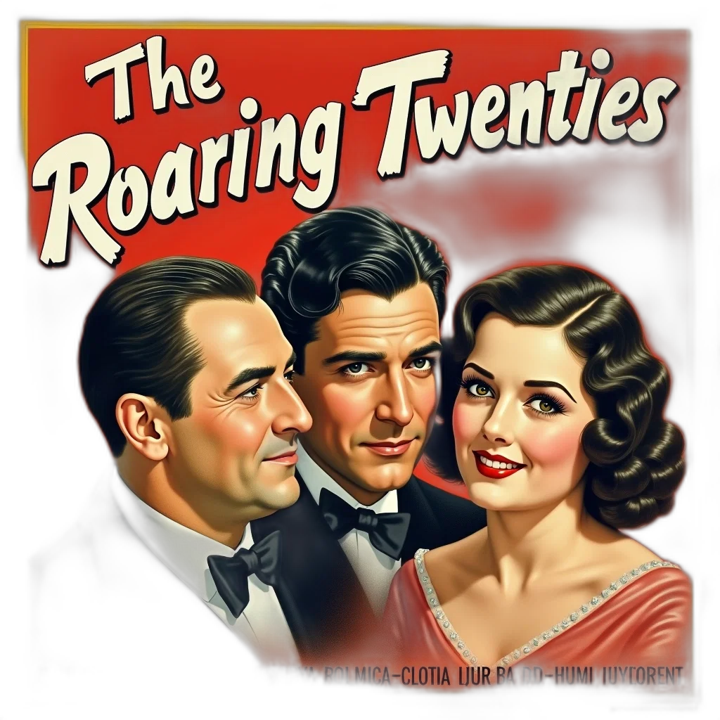 vintage, movie, poster, featuring, three, actors, 1930s, film transparent PNG cut-out