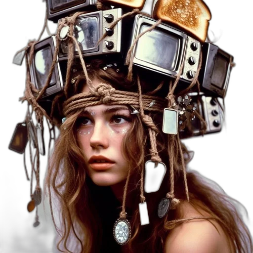 crown, hat, jewelry, robot, cyberpunk, concept art, photorealistic, fantasy art transparent PNG cut-out