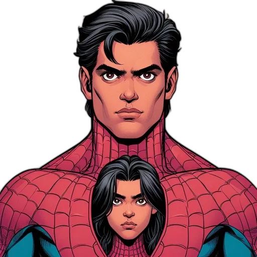 comic book art, concept art, cartoon, two, figures, including, larger, male transparent PNG cut-out