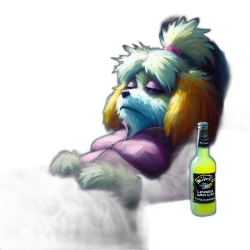 bottle, concept art, watercolor, photorealistic, oil painting, pastel, neon, dog transparent PNG cut-out