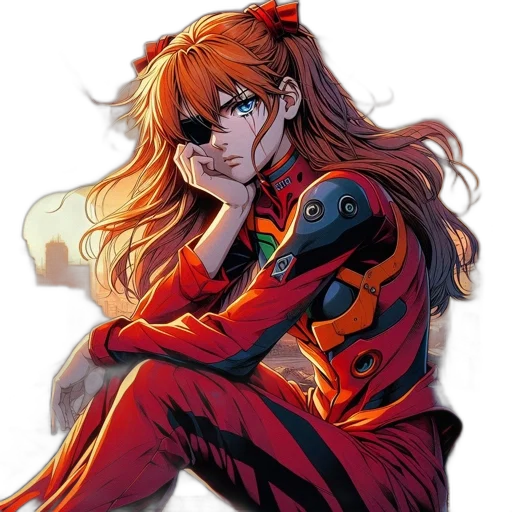 jacket, mask, anime, comic book art, concept art, pixel art, red, animated transparent PNG cut-out