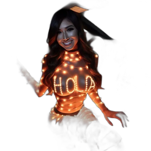 dress, 3d render, concept art, fantasy art, photorealistic, neon lights, woman, car transparent PNG cut-out
