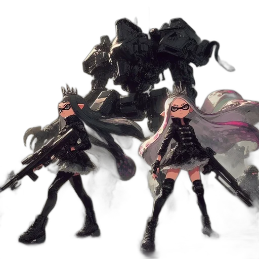 weapon, concept art, 3d render, cyberpunk, fantasy art, dark, monochrome, two transparent PNG cut-out