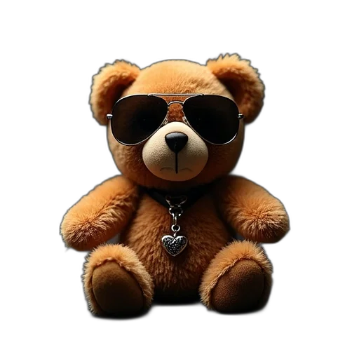 animal, jewelry, 3d render, photorealistic, teddy, bear, charm, aviator transparent PNG cut-out