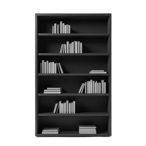 furniture, staff, tall, black, bookshelf, flat, top, straight transparent PNG cut-out
