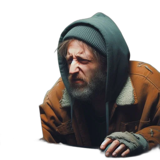 jacket, face, hat, concept art, photorealistic, 3d render, intently, focused transparent PNG cut-out