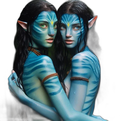 mask, fantasy art, concept art, photorealistic, 3d render, underwater, blue, two transparent PNG cut-out