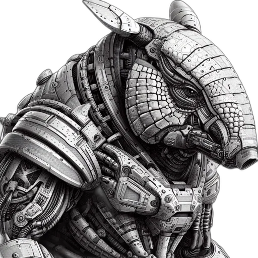 robot, dragon, mask, animal, concept art, fantasy art, photorealistic, pencil sketch transparent PNG cut-out