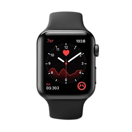 modern, smartwatch, black, strap, digital, display, showing, heart transparent PNG cut-out