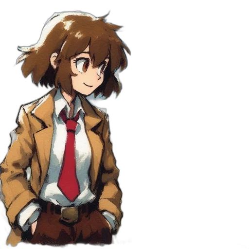 jacket, staff, dress, face, pixel art, anime, concept art, watercolor transparent PNG cut-out