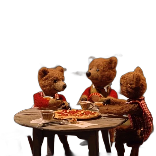 food, concept art, 3d render, outer space, fire, three, teddy, bears transparent PNG cut-out
