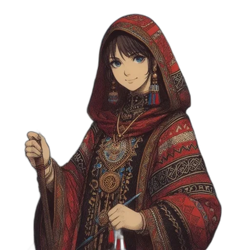 jewelry, dress, staff, weapon, fantasy art, pixel art, concept art, anime transparent PNG cut-out