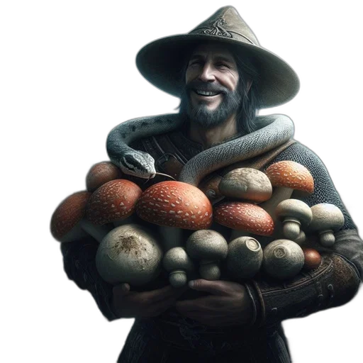hat, food, staff, weapon, concept art, fantasy art, photorealistic, 3d render transparent PNG cut-out