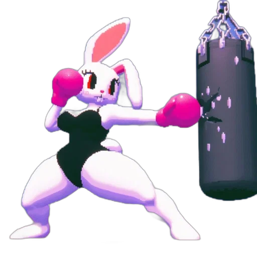 weapon, animal, pixel art, concept art, cartoon, 3d render, anthropomorphic, rabbit transparent PNG cut-out