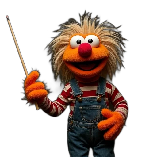 staff, animal, jacket, weapon, 3d render, concept art, photorealistic, muppet transparent PNG cut-out