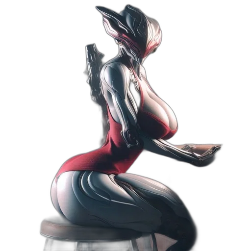 robot, dress, weapon, dragon, concept art, fantasy art, cyberpunk, 3d render transparent PNG cut-out