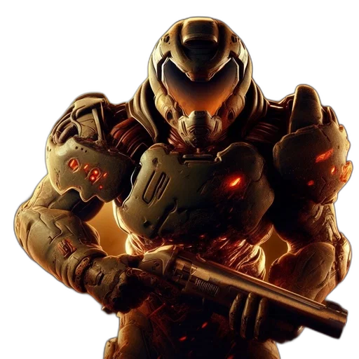 weapon, robot, concept art, 3d render, pixel art, golden, armored, figure transparent PNG cut-out