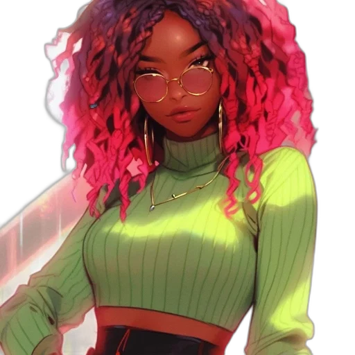 jacket, hair, concept art, comic book art, fantasy art, cartoon, neon lights, fire transparent PNG cut-out