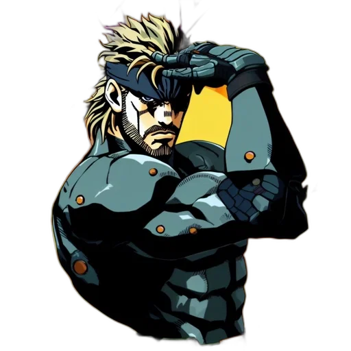 weapon, face, robot, jacket, pixel art, concept art, anime, comic book art transparent PNG cut-out