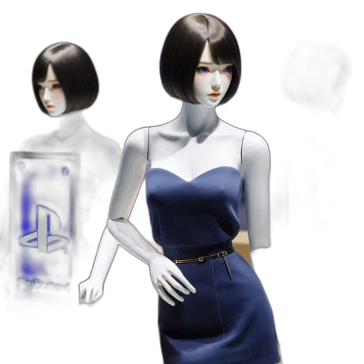 dress, concept art, 3d render, photorealistic, fantasy art, blue, monochrome, three transparent PNG cut-out