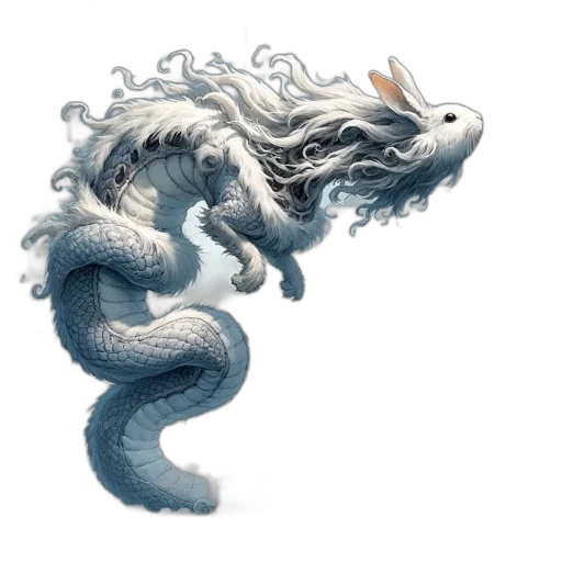 dragon, creature, hair, animal, fantasy art, concept art, photorealistic, 3d render transparent PNG cut-out