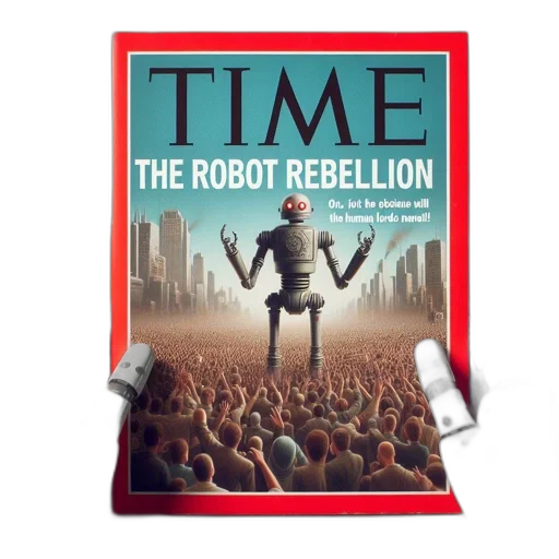 robot, gestures, crowd, time, magazine, cover, headline, rebellion transparent PNG cut-out