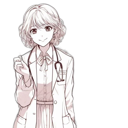 staff, dress, jacket, anime, cartoon, concept art, pixel art, monochrome transparent PNG cut-out