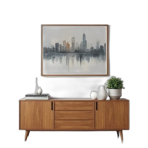 furniture, photorealistic, 3d render, concept art, city street, fog, earth tones, modern transparent PNG cut-out