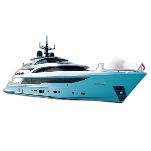 3d render, modern, white, yacht, sleek, design, multiple, decks transparent PNG cut-out