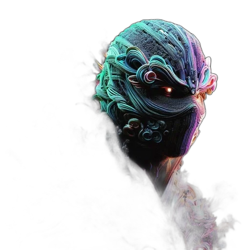 mask, creature, dragon, face, concept art, fantasy art, cyberpunk, 3d render transparent PNG cut-out