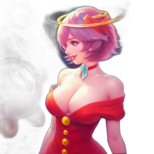 dress, staff, crown, face, concept art, fantasy art, pixel art, anime transparent PNG cut-out