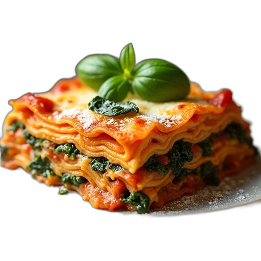 food, animal, photorealistic, 3d render, italian, lasagna, recipe, spinach transparent PNG cut-out