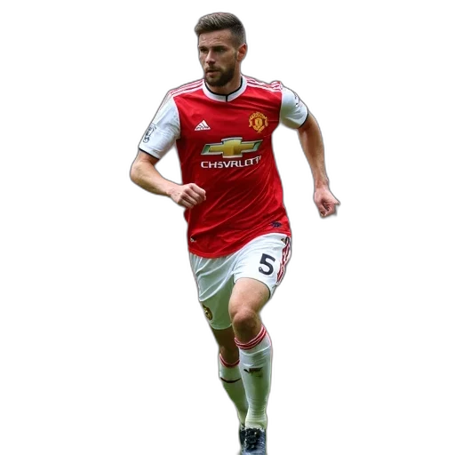 soccer, player, red, white, jersey, running, field, crowd transparent PNG cut-out