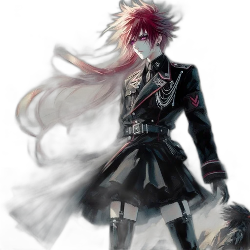 sword, staff, weapon, jacket, concept art, fantasy art, anime, watercolor transparent PNG cut-out