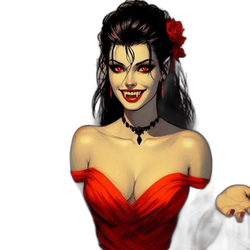 dress, concept art, fantasy art, pixel art, comic book art, red, woman, pale transparent PNG cut-out