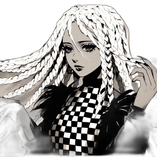 hair, dress, creature, jacket, comic book art, cartoon, pixel art, anime transparent PNG cut-out